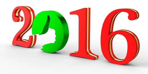 3d happy new year 2016 text