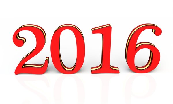 3d happy new year 2016 text