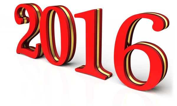 3d happy new year 2016 text