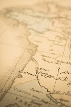 アンティークの世界地図　フランス・ボルドー地域