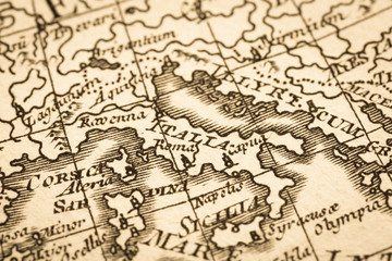 Obraz premium アンティークの世界地図 地中海地域