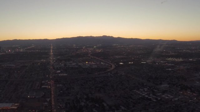 Aerial flying over Las Vegas, Nevada strip