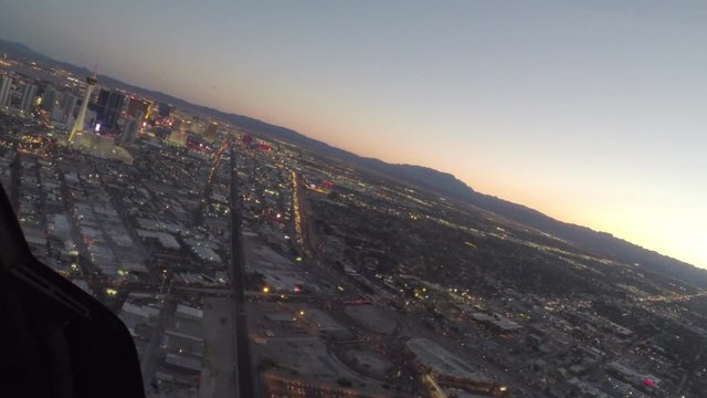 Looking out the window of a helicopter flying around Las Vegas, Nevada USA