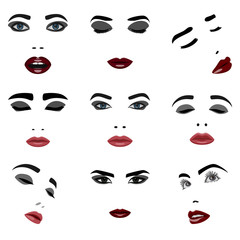 Set of beauty Woman Face Elements