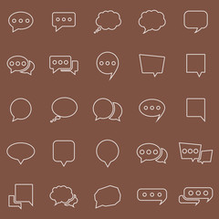 Speech Bubble line color icons on brown background