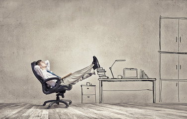 He is bosy and relaxed