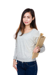 Asian woman hold with folder