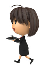 コーヒーを運ぶ女性スタッフ