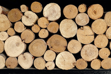 Stack of wood logs, wooden abstract background