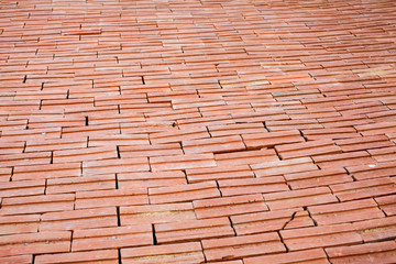 Red retro antique brick blocks floor for texture wall background