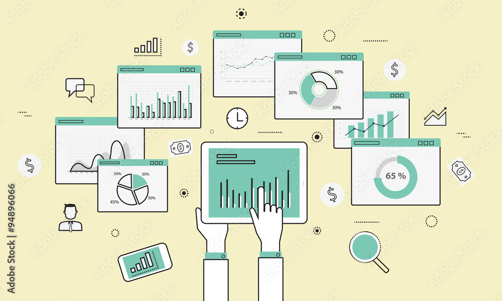 Leinwandbilder analytics graph and seo business on mobile device