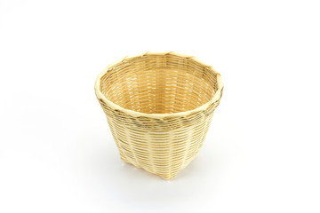 Bamboo basket on a white background.