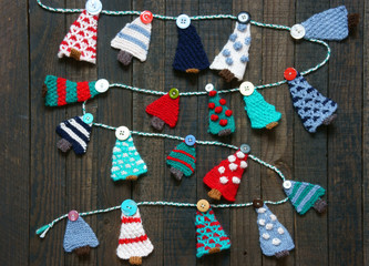 Handmade ornament, knitted pine tree, christmas, Xmas