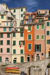 Colorful residential buildings in Riomaggiore, Cinque Terre, Liguria, Italy