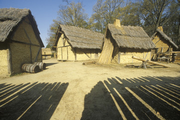 Fototapeta na wymiar Exterior of buildings in historic Jamestown, Virginia, site of the first English Colony