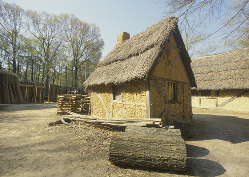 Exterior Of Building In Historic Jamestown, Virginia, Site Of The First English Colony