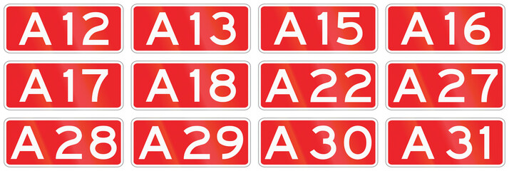 Collection of Dutch road shields of motorways