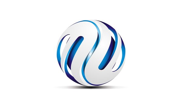 letter mw / wm 3d logo modern