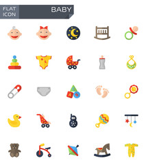 Vector flat baby icons set. Baby Icon Object, Baby Icon Picture, Baby Icon Image
