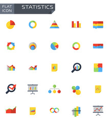 Vector flat statistics icons set on white background. Statistics Icon Object, Statistics  Icon Picture, Statistics Icon Image