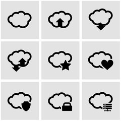 Vector black cloud icon set. Cloud Icon Object,  Cloud  Icon Picture, Cloud Icon Image