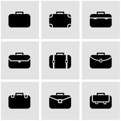 Vector black briefcase icon set. Briefcase Icon Object,  Briefcase  Icon Picture, Briefcase Icon Image
