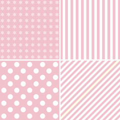 Set of four cute backgrounds in pink colors