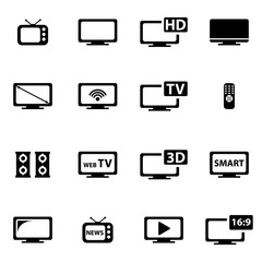 Vector black tv icon set. TV  Icon Object, TV  Icon Picture, TV Icon Image - 94903017