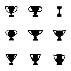 Vector black trophy icon set. Trophy  Icon Object, Trophy  Icon Picture, Trophy Icon Image