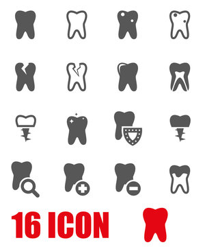 Vector grey teeth icon set. Teeth Icon Object, Teeth Icon Picture, Teeth Icon Image