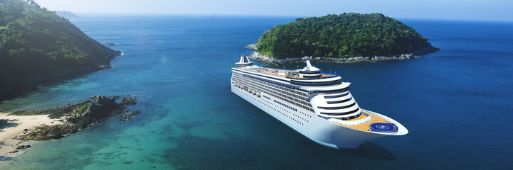 Fototapeta 3d Cruise Ship Vacation Holiday Summer Illustration Concept obraz