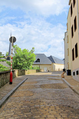 Beautiful scenic street in Luxembourg painted in pastel colors