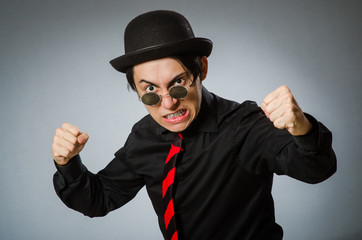 Funny man with vintage hat