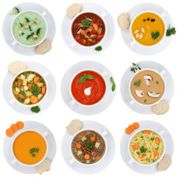 Collage Suppe Suppen Tomatensuppe Gemüse Gemüsesuppe Freistell