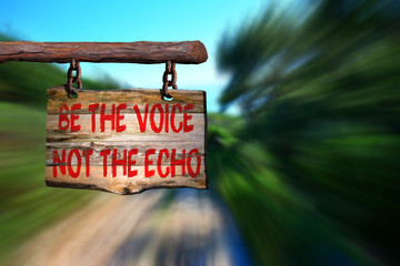 Be the voice not the echo motivational phrase sign