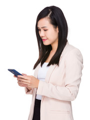 Asian Young Businesswoman read on the cellphone