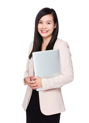 Businesswoman hold with laptop computer