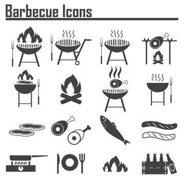 barbecue icons set
