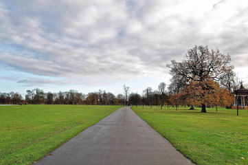 Fototapeta na wymiar The Kensington Gardens and Hyde Park, London, UK during autumn