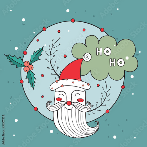 &quot;Merry Christmas Happy New Year Santa Claus greeting card background