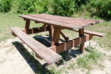 Bench and picnic table