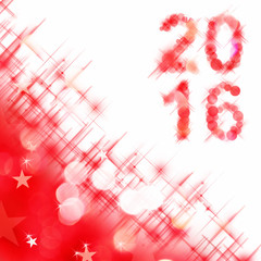 2016 square greeting card on red shiny holiday lights background
