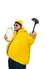 Overweight man isolated on the white