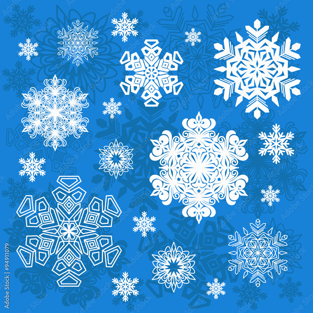 Aufkleber set of vector snowflakes. isolated objects.
