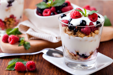 yogurt with muesli and berries