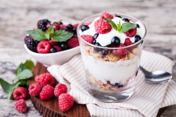 yogurt with muesli and berries