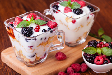 yogurt with muesli and berries