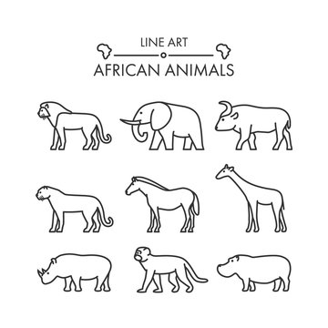 Outline figures of african animals