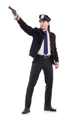 Police officer isolated on white