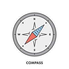 Line icon compass in color